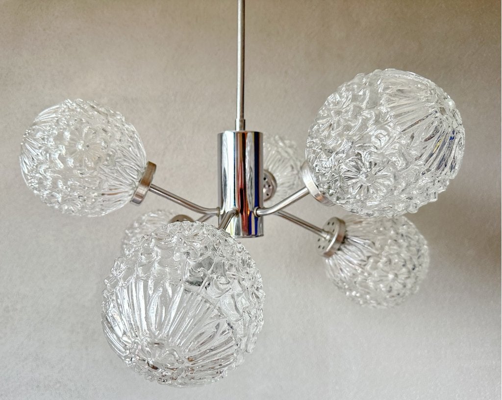 Vintage spoetnik lamp, Niet ingevuld, Mid century, Niet ingevuld, Glas