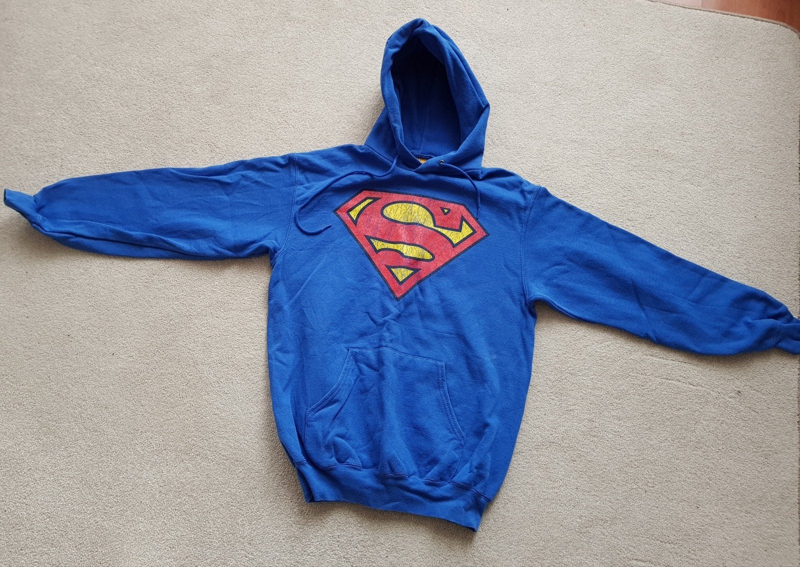 Superman hoodie blauw maat s maat 36 disney pet truien trui, Verzenden, Zo goed als nieuw, Maat 36 (S), Blauw