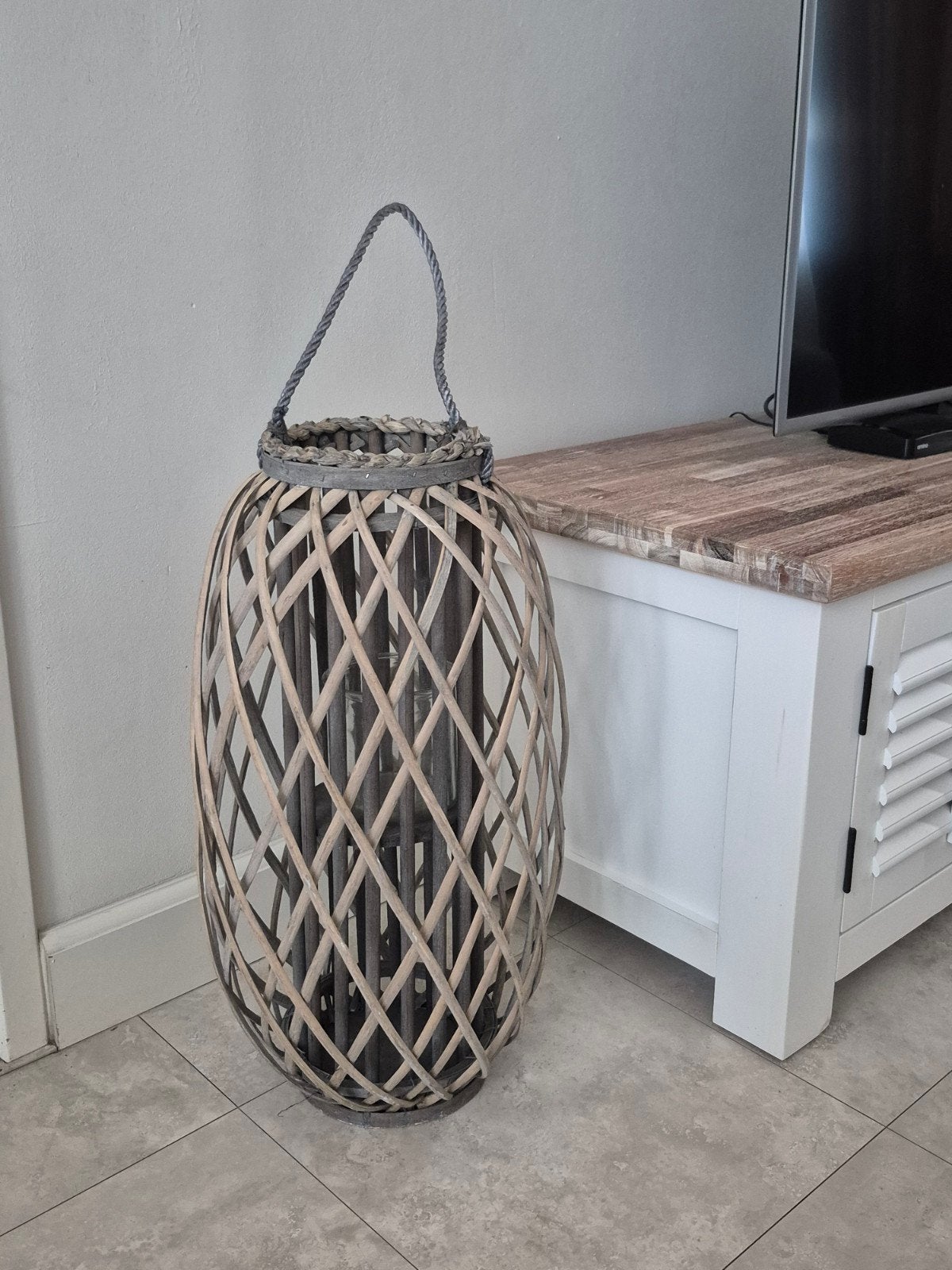 houten lantaarn 63 cm, Huis en Inrichting, Woonaccessoires | Kandelaars en Kaarsen, Ophalen, Zo goed als nieuw