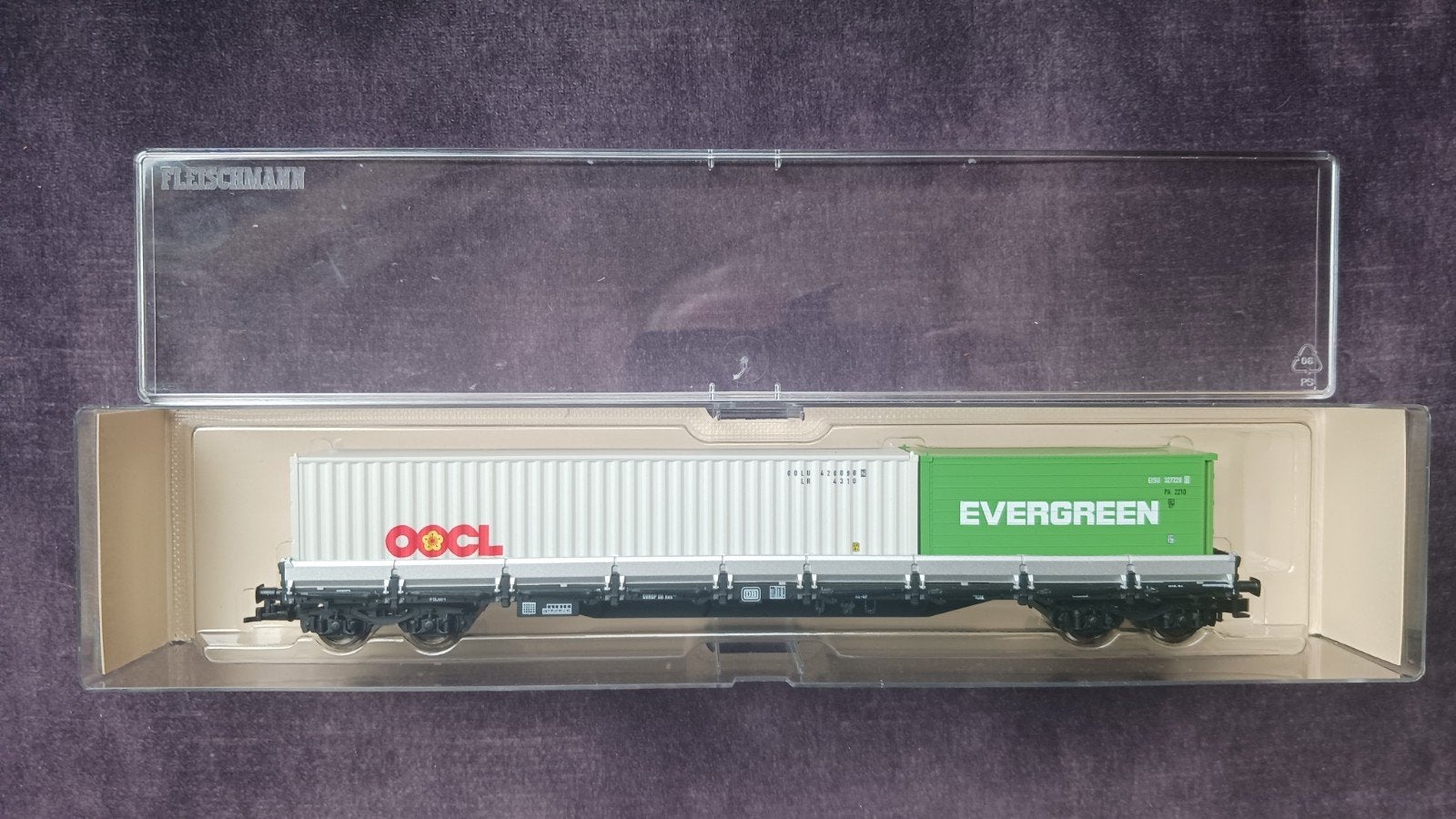 Fleischmann 5250 K Containerwagon met OOCL & Evergreen, Gelijkstroom, Fleischmann, Ophalen of Verzenden, Nieuw