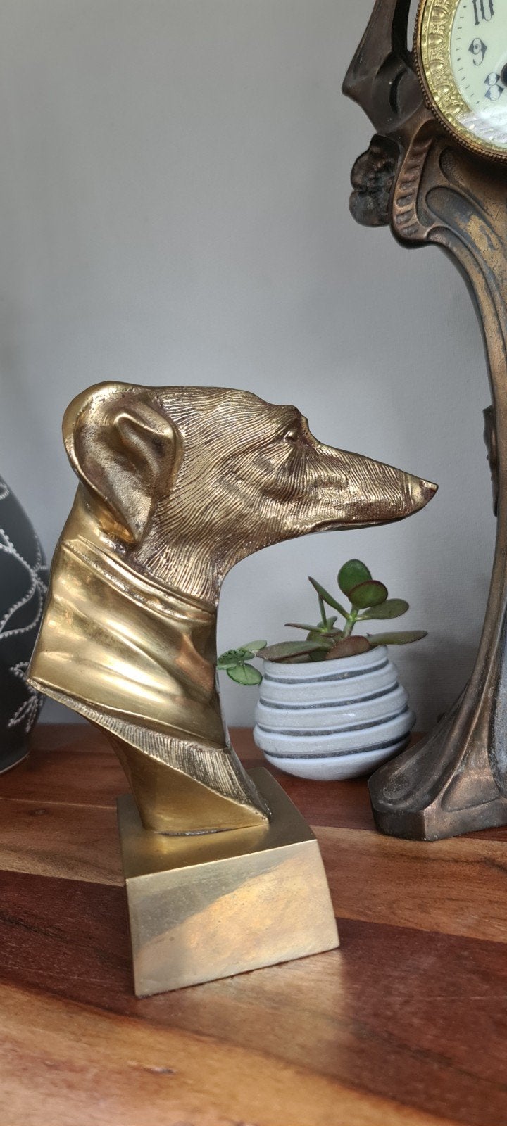 Vintage Messing Windhond Hoofd Buste Beeldje, Ophalen of Verzenden