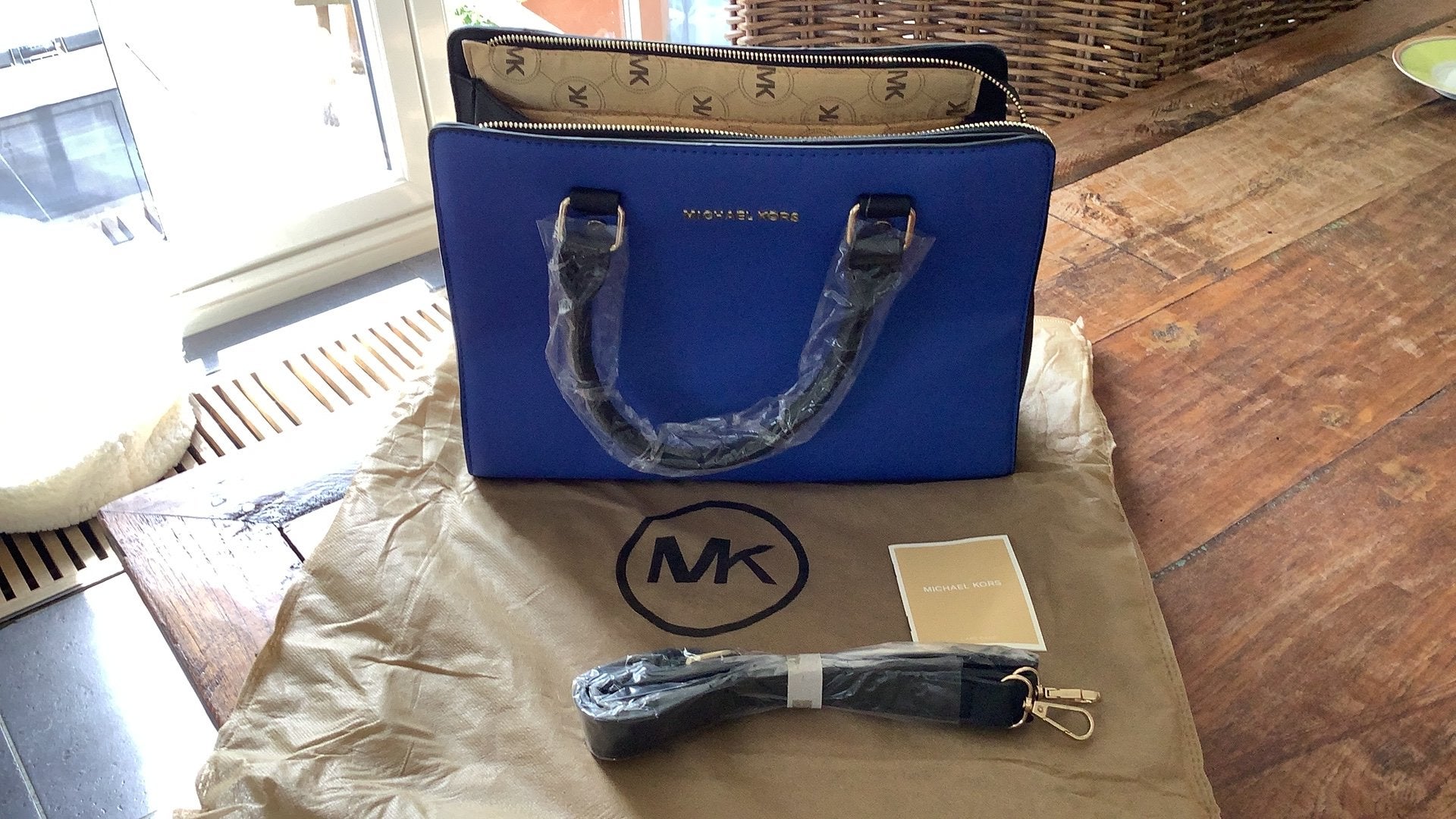 Michael Kors handtas, Ophalen of Verzenden, Zo goed als nieuw, Blauw, Handtas