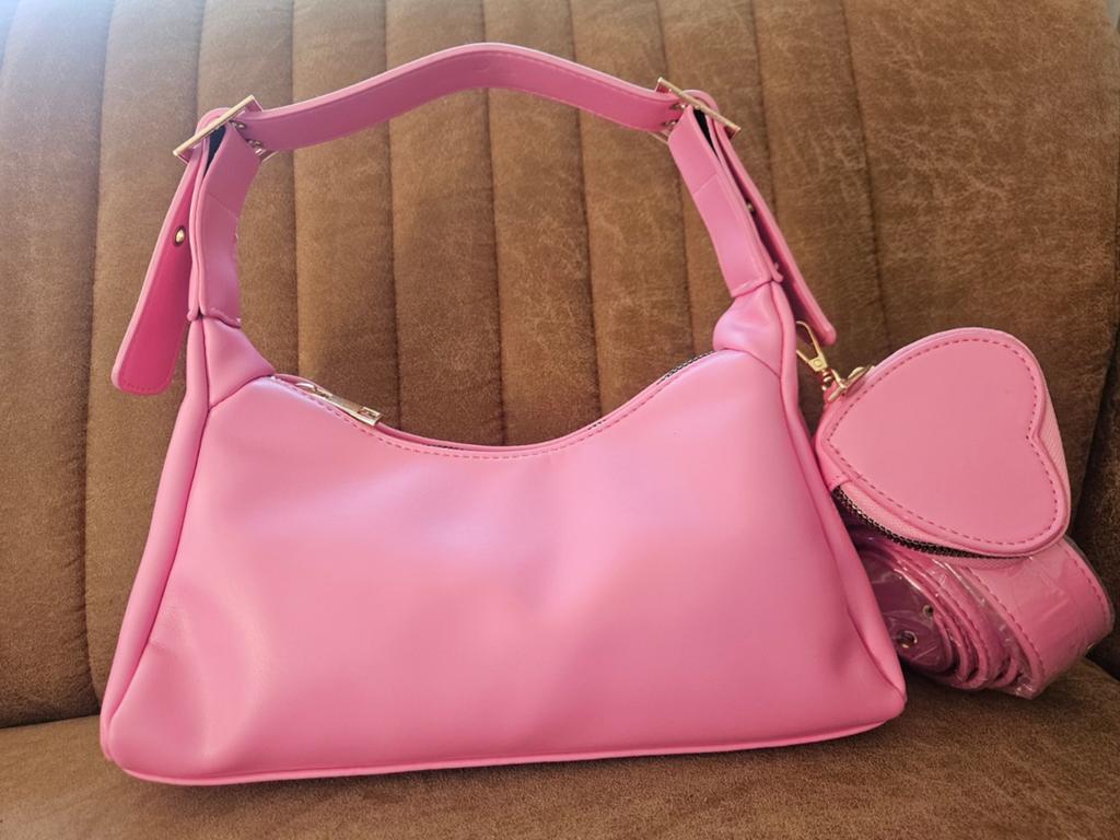 Leuke Roze Pu leren Tas inclusief Hartje Geldtasje, Ophalen of Verzenden, Nieuw, Roze, Schoudertasje