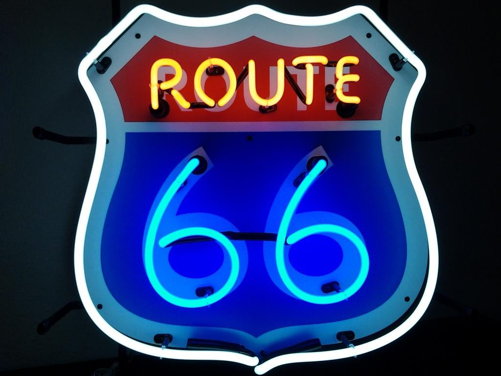 ROUTE 66 neon lamp div. neonverlichting sixties fifties, Verzamelen, Merken en Reclamevoorwerpen, Ophalen, Zo goed als nieuw, Lichtbak of (neon) lamp