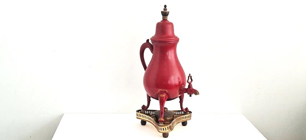 Tinnen kraantjeskan Rood-Bruin, Antiek en Kunst, Ophalen of Verzenden