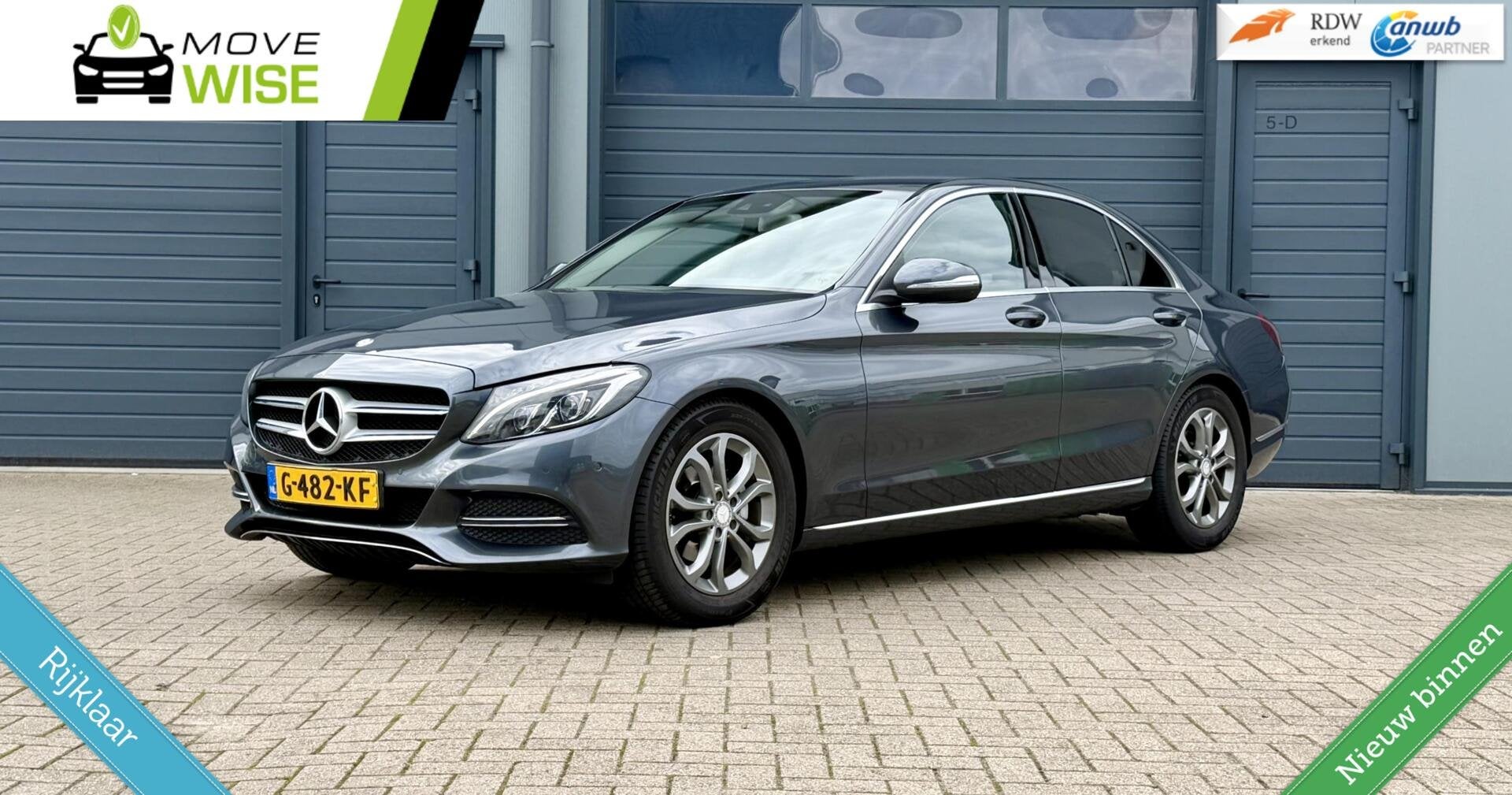 Mercedes C-klasse 180- 156pk Prestige | Nieuwe Model | Autom, Auto's, Automaat, Leder en Stof, 1595 cc, Bedrijf
