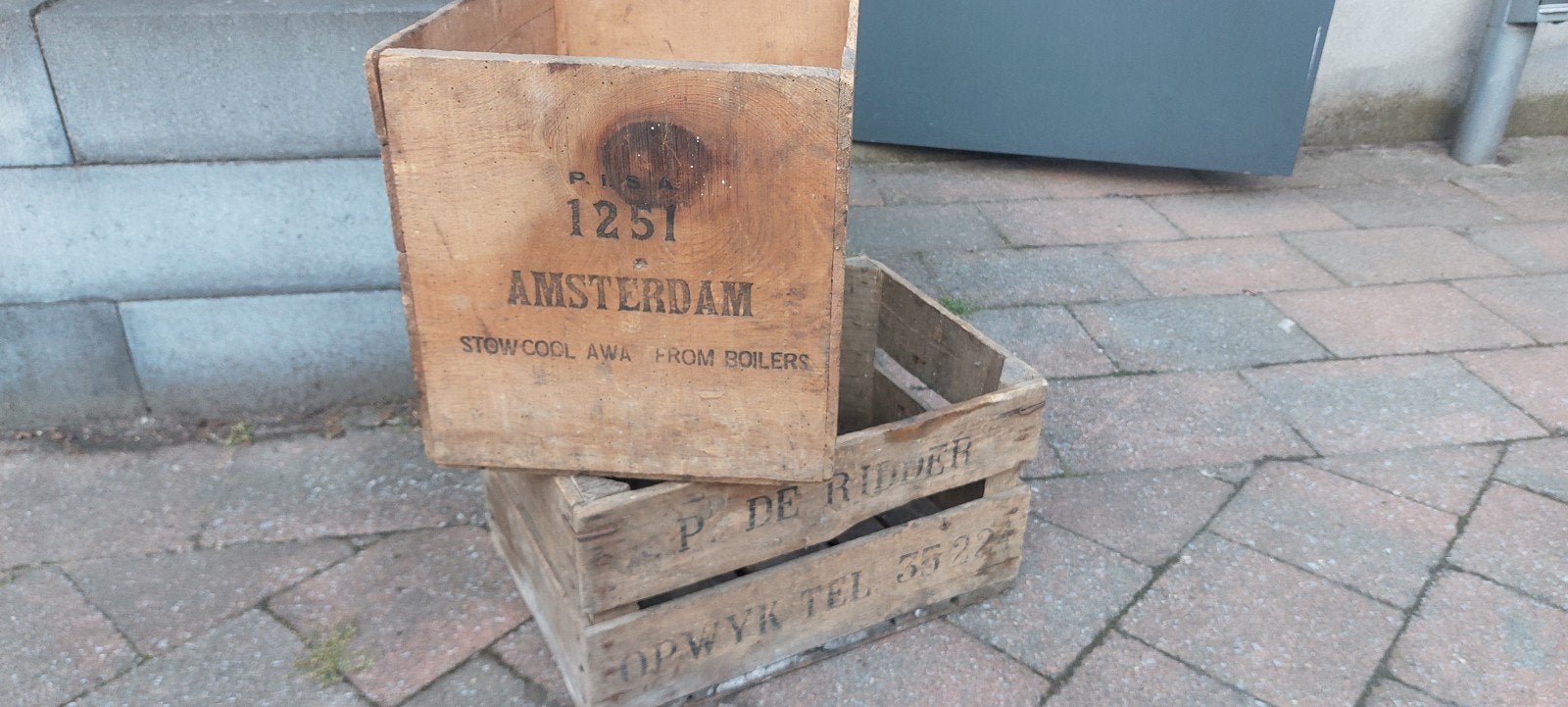 Oude houten kratjes 2 stuks, Ophalen of Verzenden