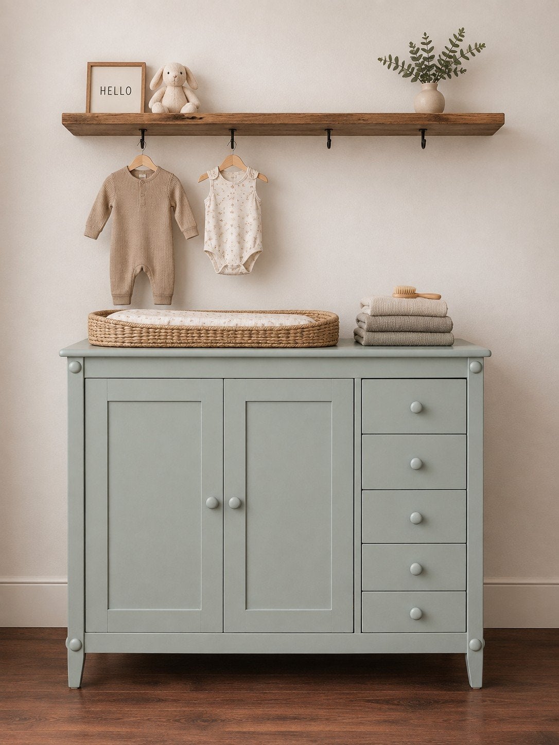 Vintage commode / ladekast - mintgroen, Gebruikt, Ophalen of Verzenden, 100 cm of meer, Minder dan 50 cm