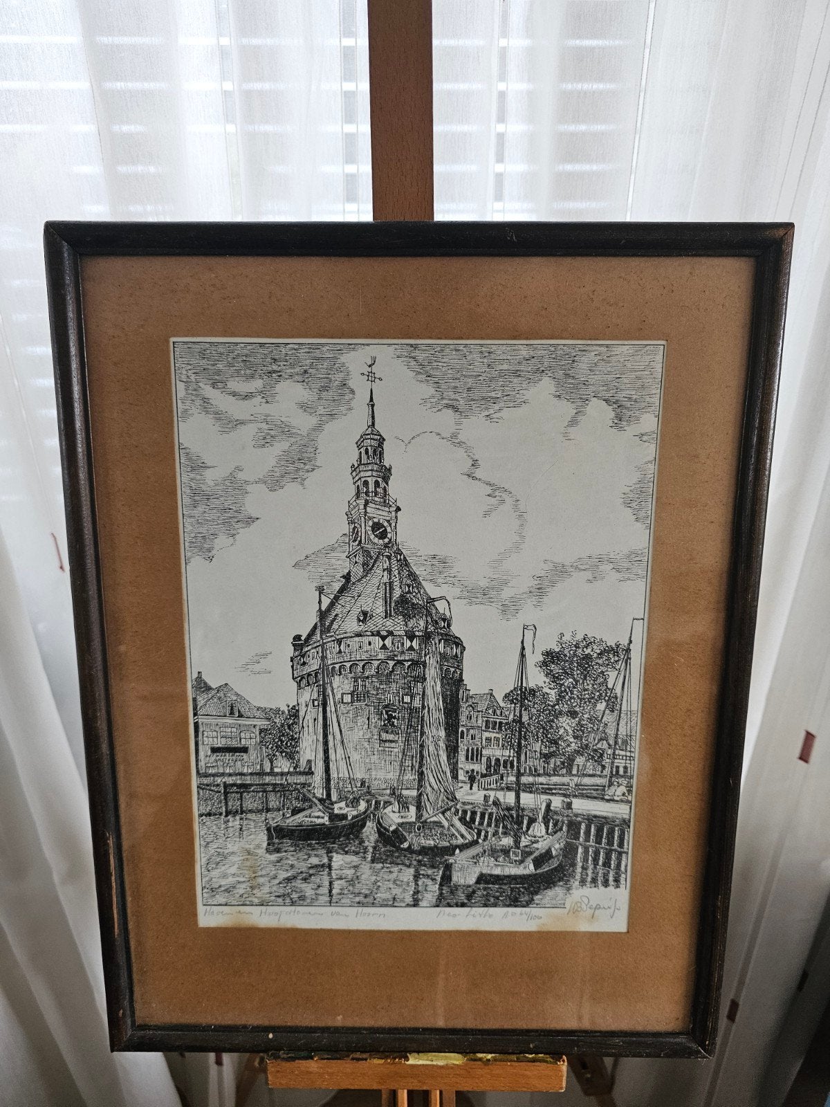 Ets Hoofdtoren Hoorn, gesigneerd en genummerd, Ophalen of Verzenden