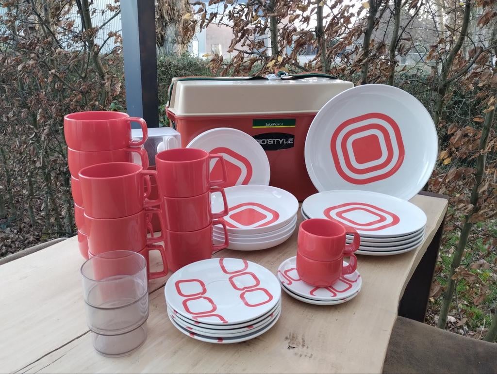 Vintage Gio'style Safari Picknickset, Ophalen of Verzenden, Gebruikt