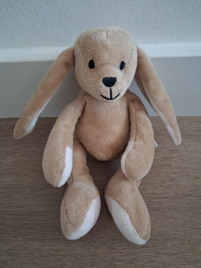 Knuffel Hema konijn lichtbruin 17 cm L1511, Ophalen of Verzenden, Zo goed als nieuw, Overige typen
