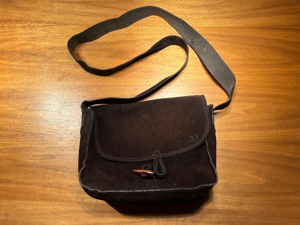 Schoudertas bruin suede, Ophalen of Verzenden, Gebruikt, Bruin