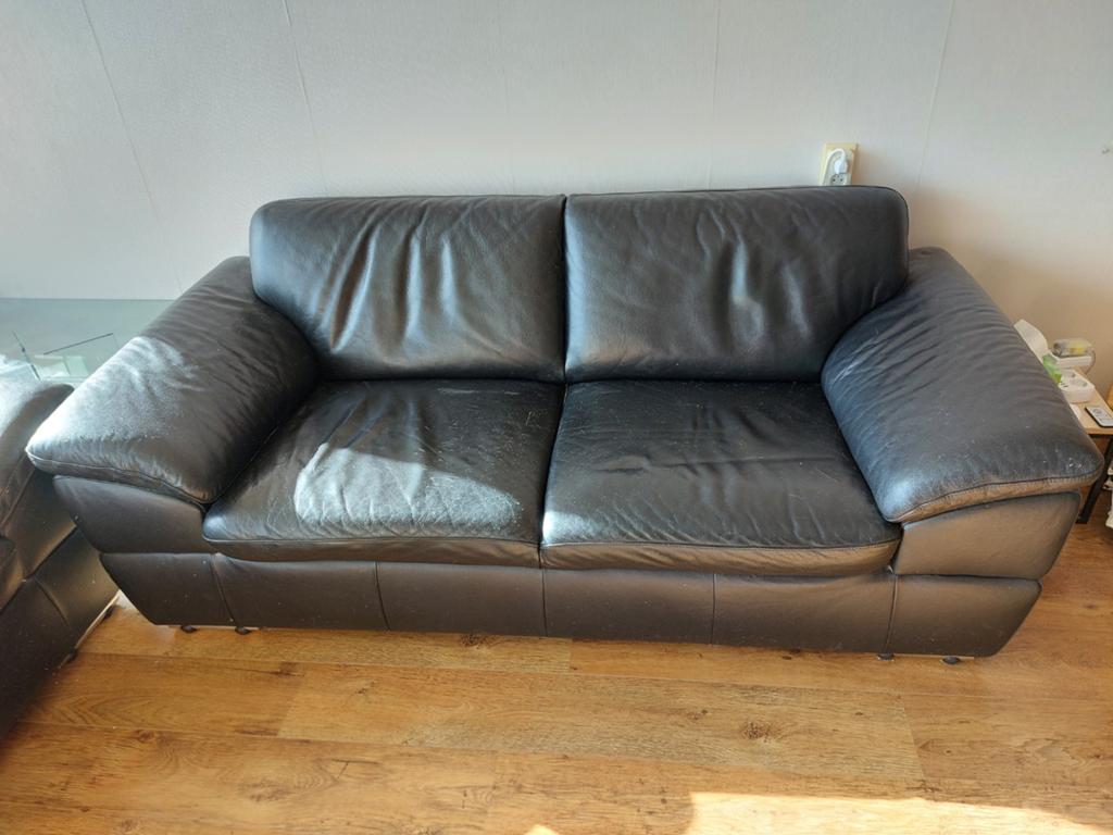 2 leren banken, Ophalen, Gebruikt, 75 tot 100 cm