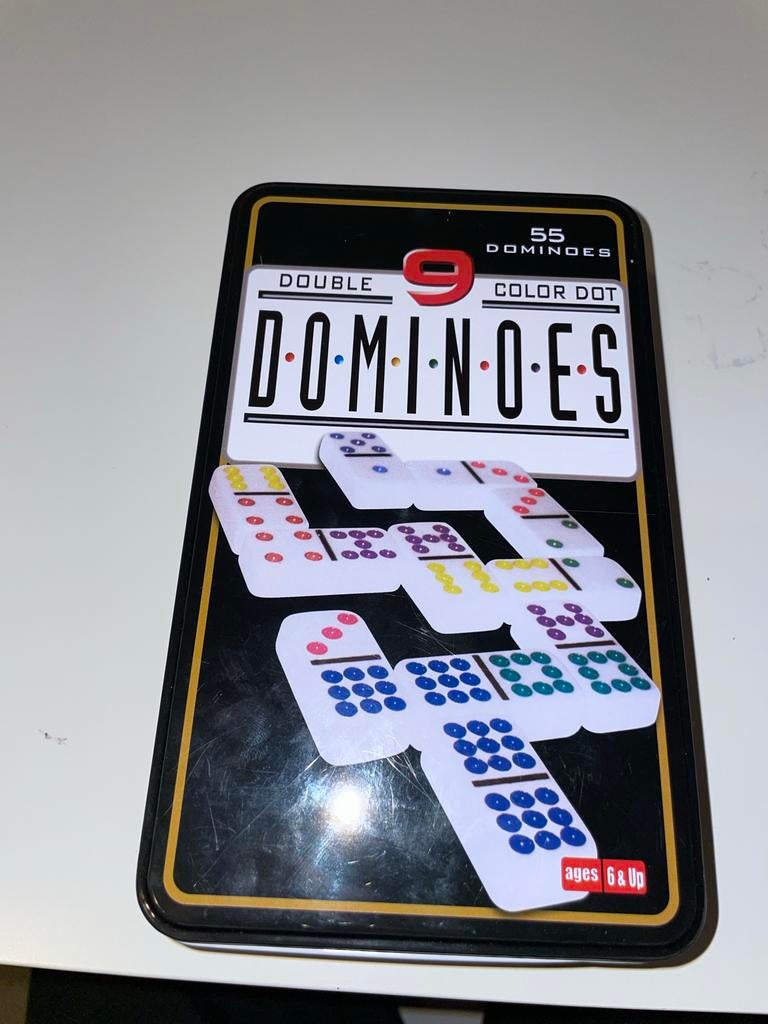Double 9 Color Dot Dominos - 55 Dominostenen, Drie of vier spelers, Ophalen of Verzenden, Gebruikt