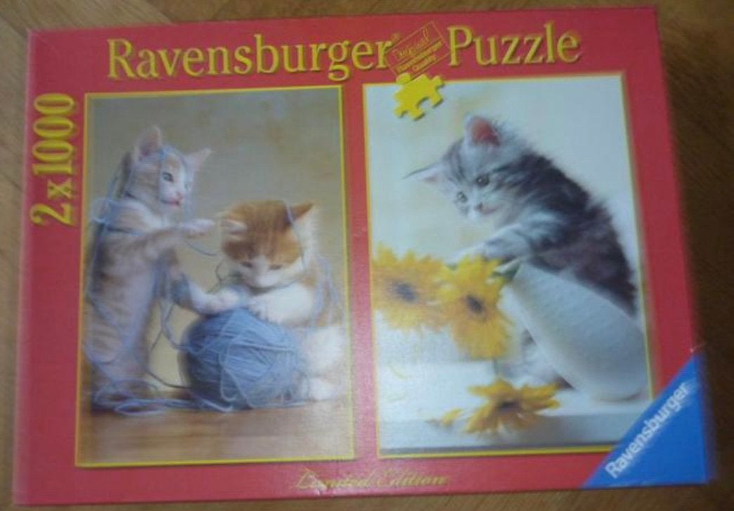 Ravensburger Legpuzzel 2x1000 stukjes Kittens poezen poes, Ophalen of Verzenden, Zo goed als nieuw, Katten