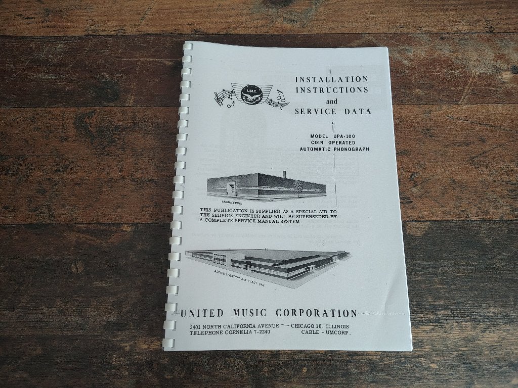 Service Manual: United UPA100 (1957) jukebox nieuw !!, Ophalen of Verzenden, Nieuw, 1950 tot 1960, Seeburg