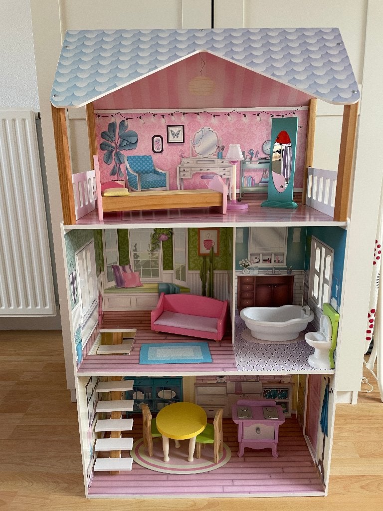 KidKraft barbiehuis + kledingkast & veel accessoires, Ophalen, Gebruikt, Poppenhuis