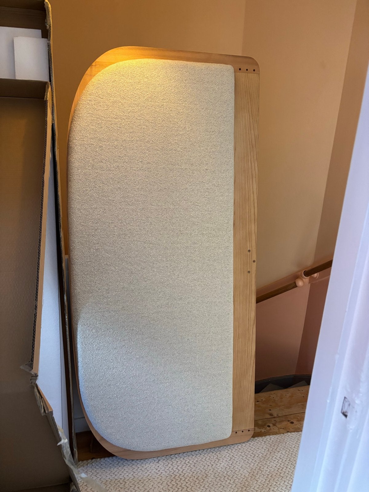 Hoofdbord bed 160 - Hout en stof, Ophalen, Crème, 160 cm, Overige maten