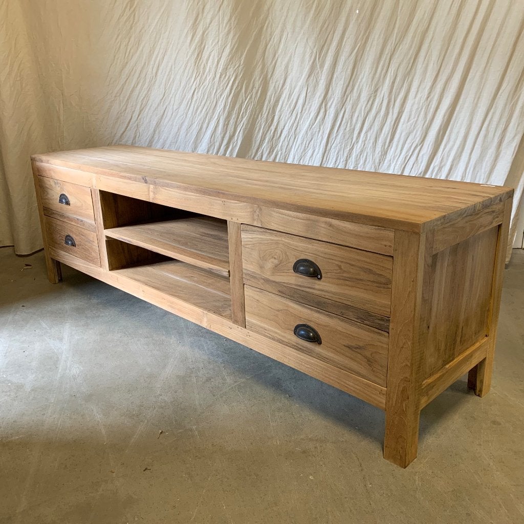 tv meubel teak - 160 cm breed - 4 lades - Gratis bezorgd, TTM Wonen, Meubels – (Perzische) Tapijten en Woonaccessoires, Taag 63, 2491 CS, Den Haag (Forepark)