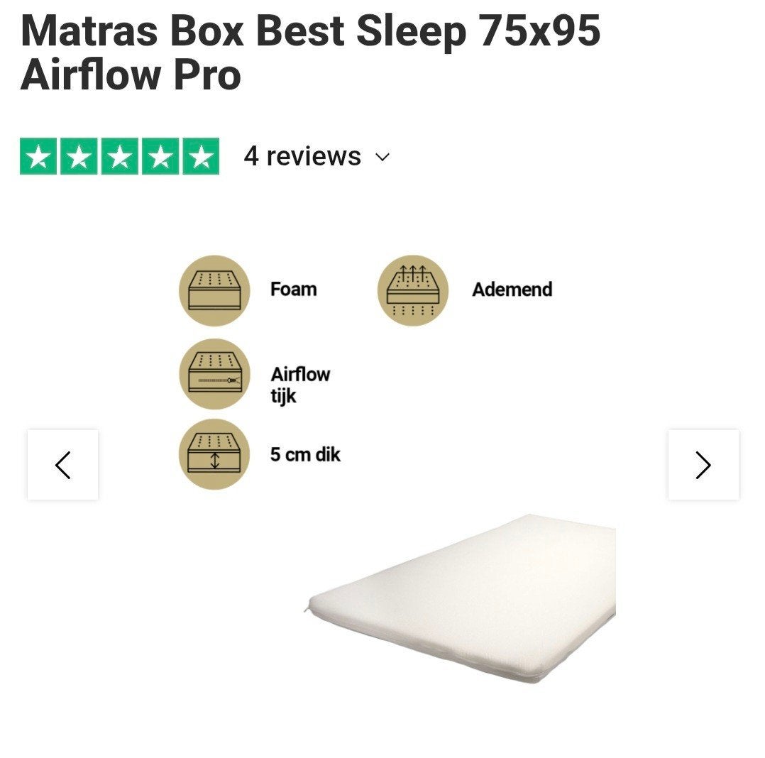 Matras Box Best Sleep 75x95 Airflow Pro, Kinderen en Baby's, Ophalen of Verzenden