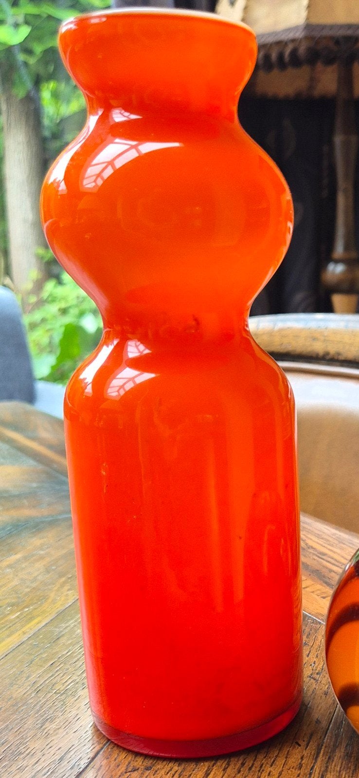 vintage oranje glazen design vaas 22cm, Ophalen of Verzenden