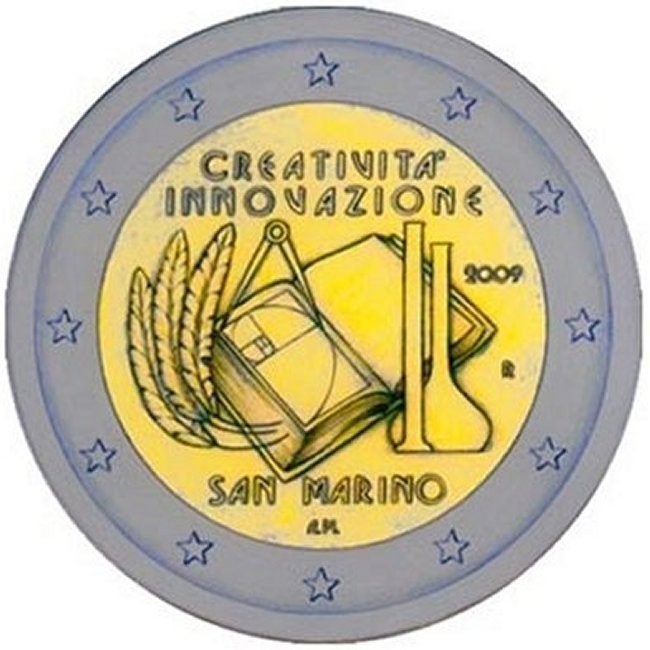 San Marino 2 euro "Creativiteit & Innovatie" 2009 in blister, Ophalen of Verzenden, San Marino, 2 euro, Setje