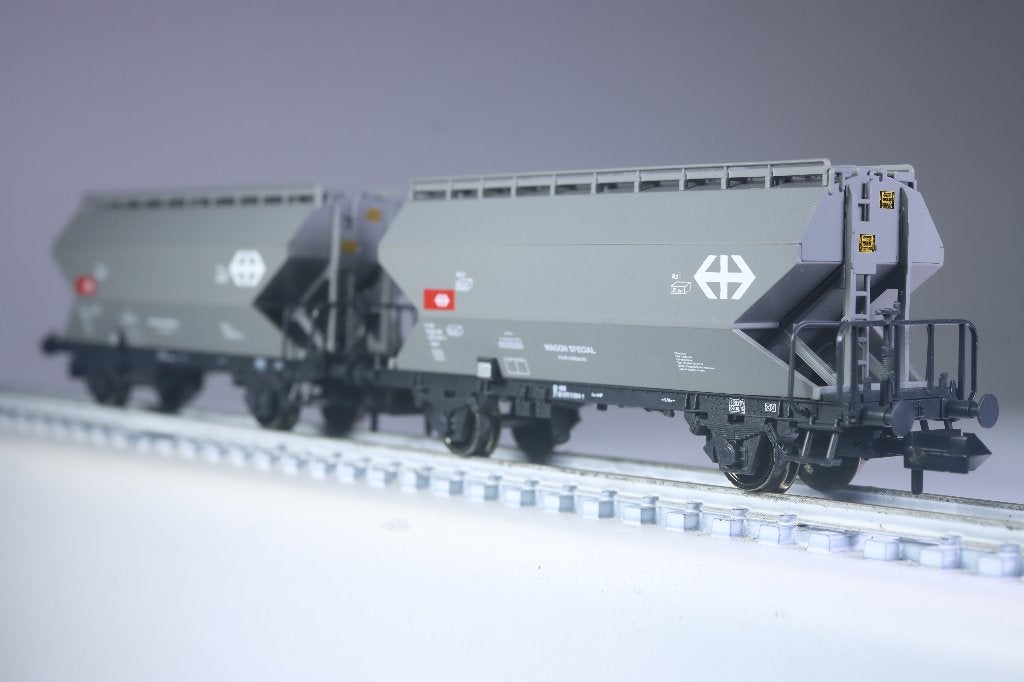 2-delige set graansilowagens type Tgpps, SBB, Gelijkstroom, Fleischmann, Ophalen of Verzenden, Nieuw