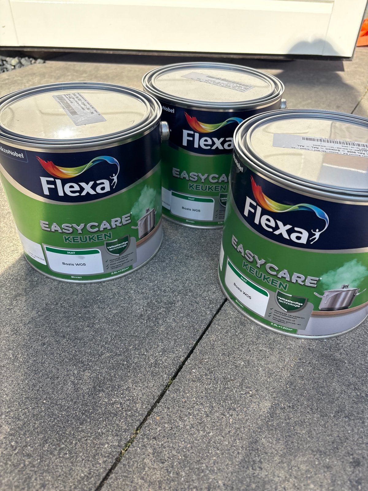 3x Flexa Easycare Keuken Muurverf Mat RAL 9002 Grijswit, Ophalen, Nieuw, Overige typen