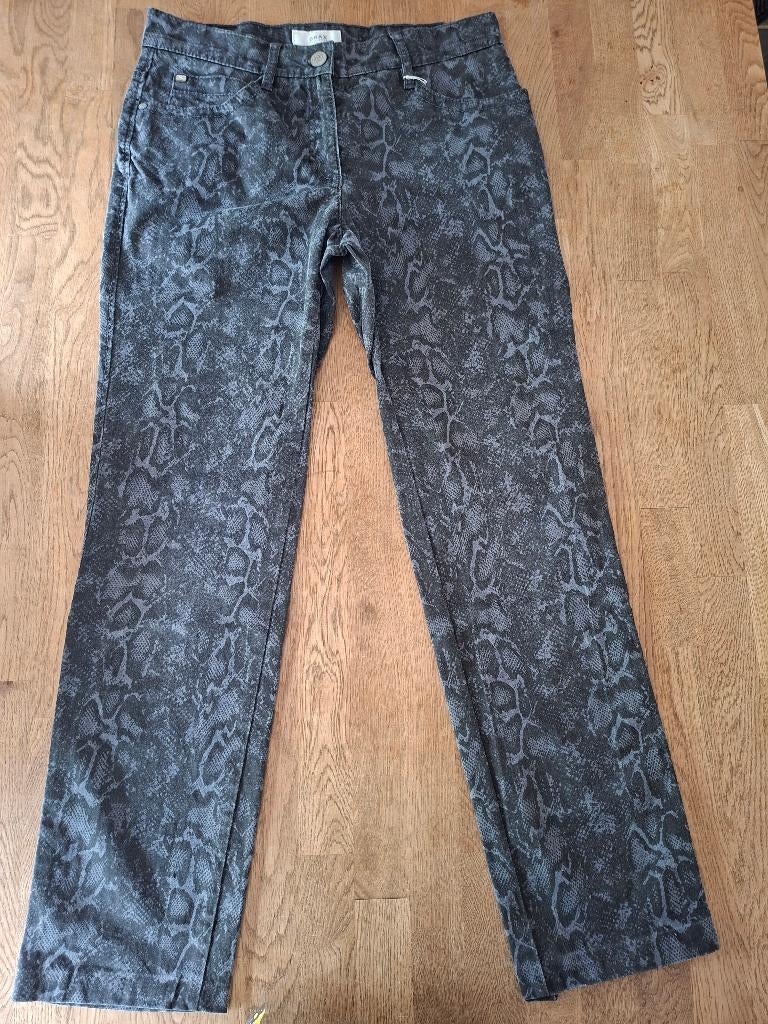 BRAX grijs/zwarte broek met slangenprint maat 36, Anneonline, Steenbergen, Shop@wesell4u.nl, Zwart