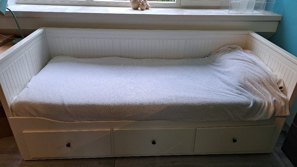 Hemnes bed met 3 grote lades, Ophalen, Gebruikt, Eenpersoons, Wit