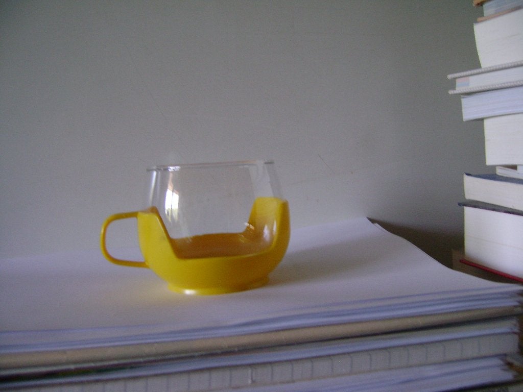 Vintage theeglas met plastic houder, Ophalen of Verzenden, Huis en Inrichting