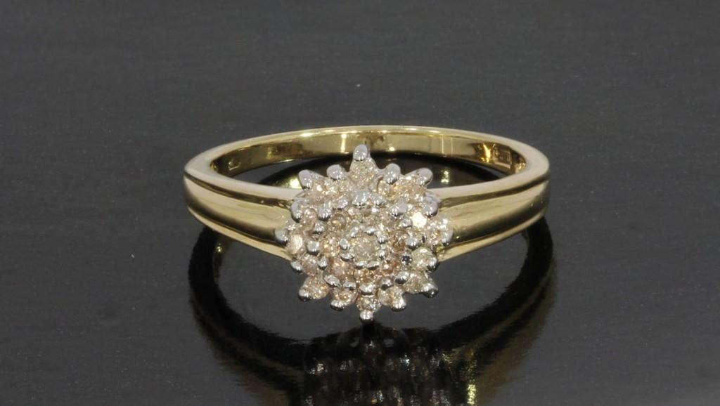 25 diamanten luxe 14k gouden dames rozet ring briljant fraai, Voordeelsieraden, Verzenden, Zo goed als nieuw, 17 tot 18