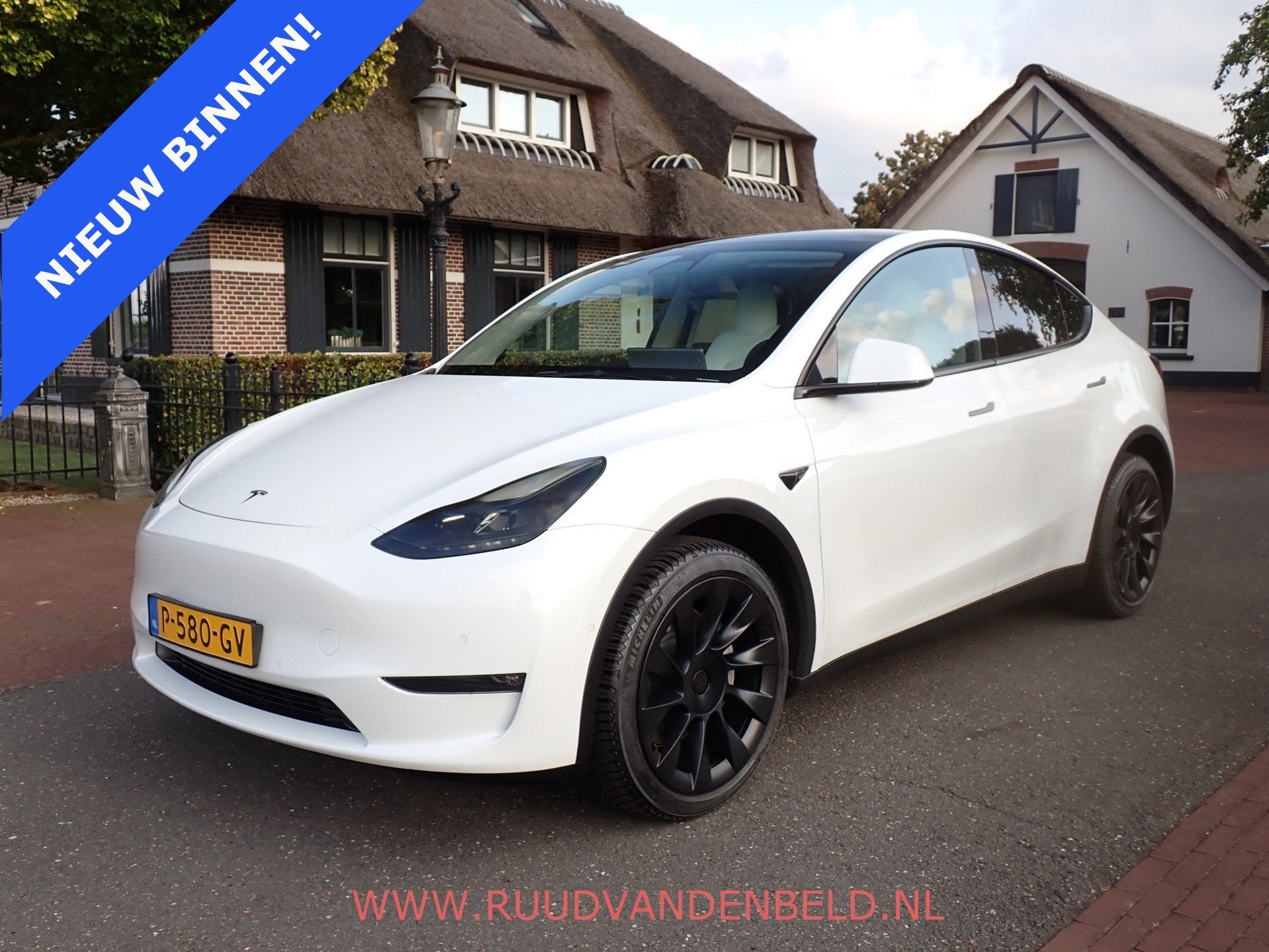 Tesla Model Y Long Range AWD 75kWh 90%SOH TREKHAAK + 20-INCH, Auto's, Automaat, Gebruikt, Wit, 351 pk