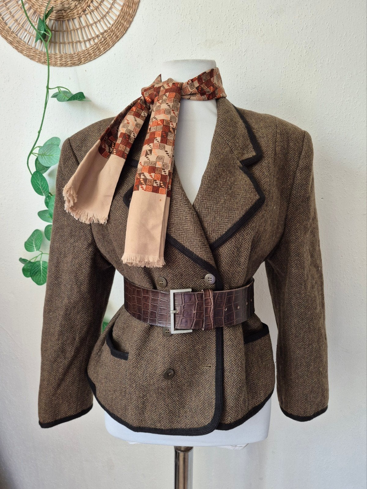 Vintage klassieke country tweed blazer M/L, Kleding | Dames, Maat 38/40 (M), Verzenden, Zo goed als nieuw, Jasje