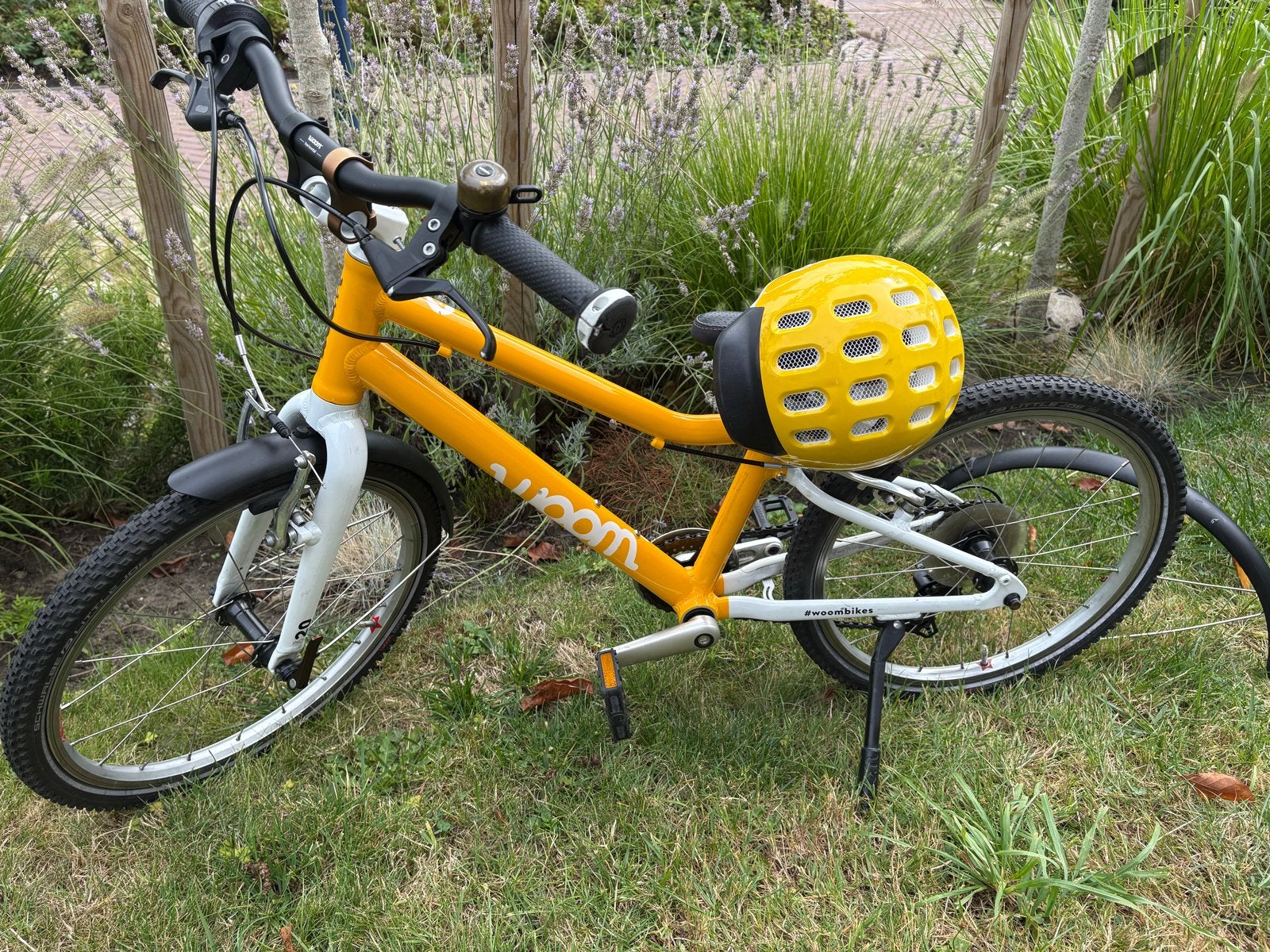 Woom 4 kinderfiets geel 20 inch met Shimano upgrade, Fietsen en Brommers, Fietsen | Kinderfietsjes, Ophalen, Gebruikt, Velgrem