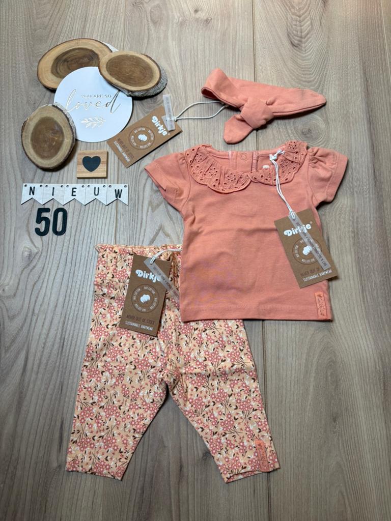 Baby meisje dirkje zomer setje broekje, shirtje haarband 50, Kinderen en Baby's, Babykleding | Maat 50, Ophalen of Verzenden, Nieuw