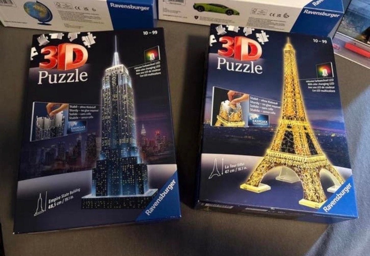 Diverse Ravensburger 3D Puzzels: Eiffeltoren, Big Ben, etc., Hobby en Vrije tijd, Ophalen of Verzenden, Minder dan 500 stukjes
