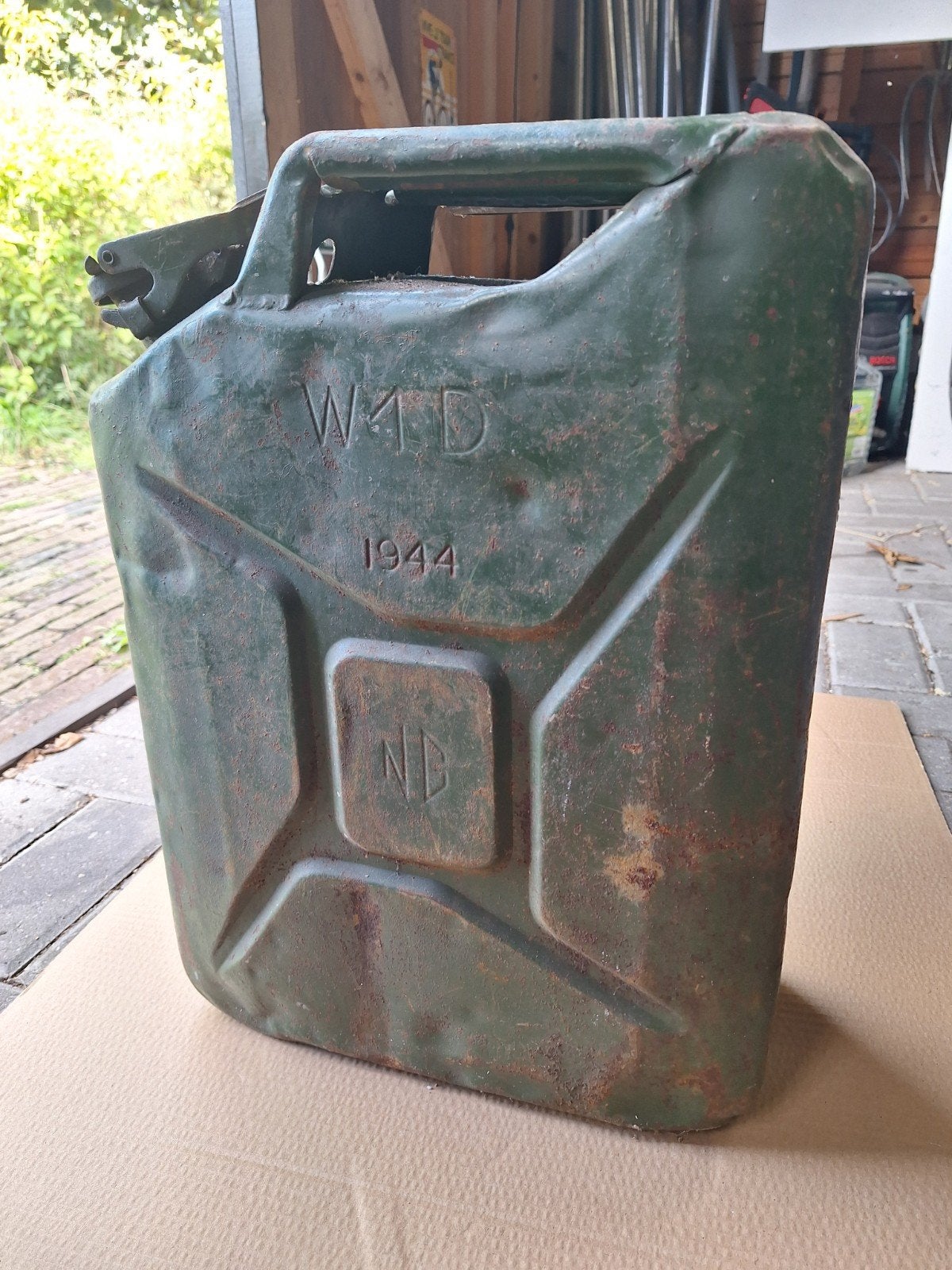 Groene jerrycan 1944, Brits, Verzamelen, Ophalen of Verzenden, Landmacht, Engeland