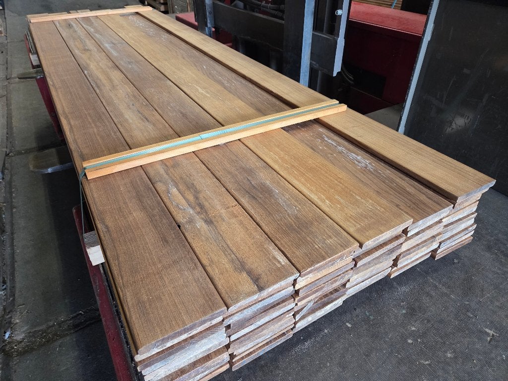 4 x restpartij Thermo fraké planken / latten - diverse maten, Ophalen of Verzenden, 250 cm of meer, Planken, Hardhout