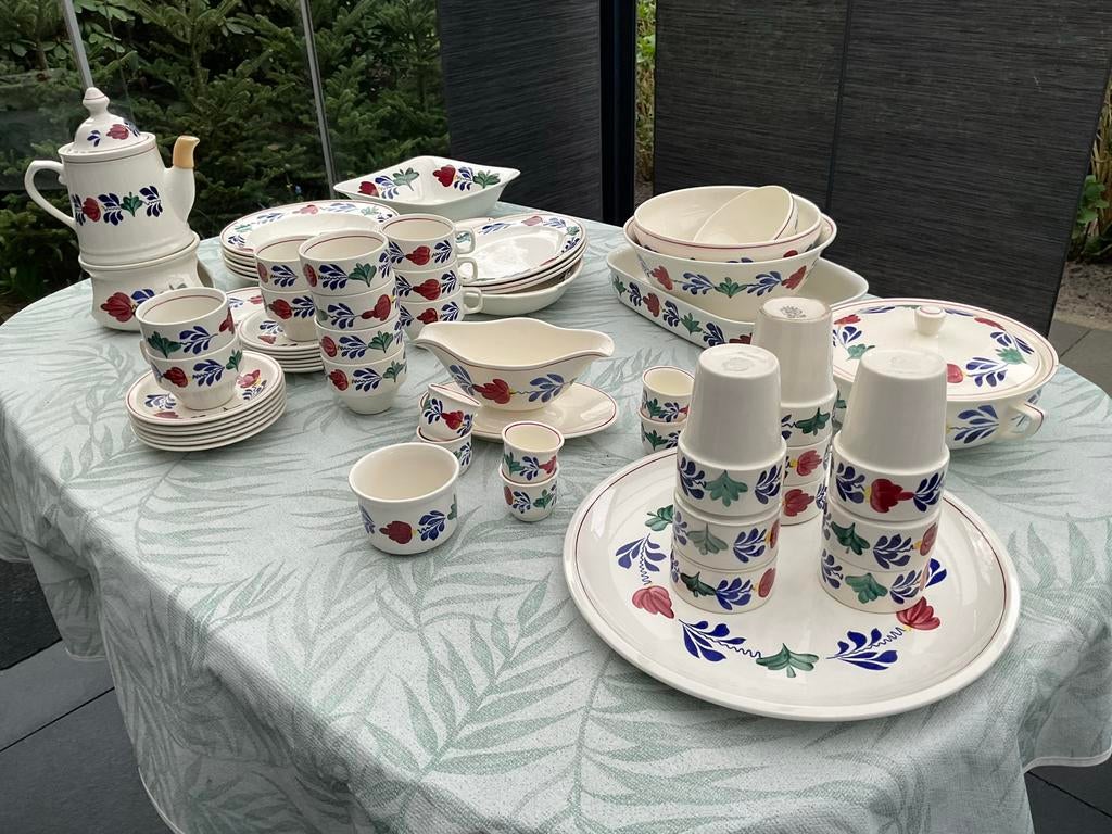Groot Boerenbont servies - oud en nieuw, goede staat, Ophalen, Gebruikt, Aardewerk, Boerenbont