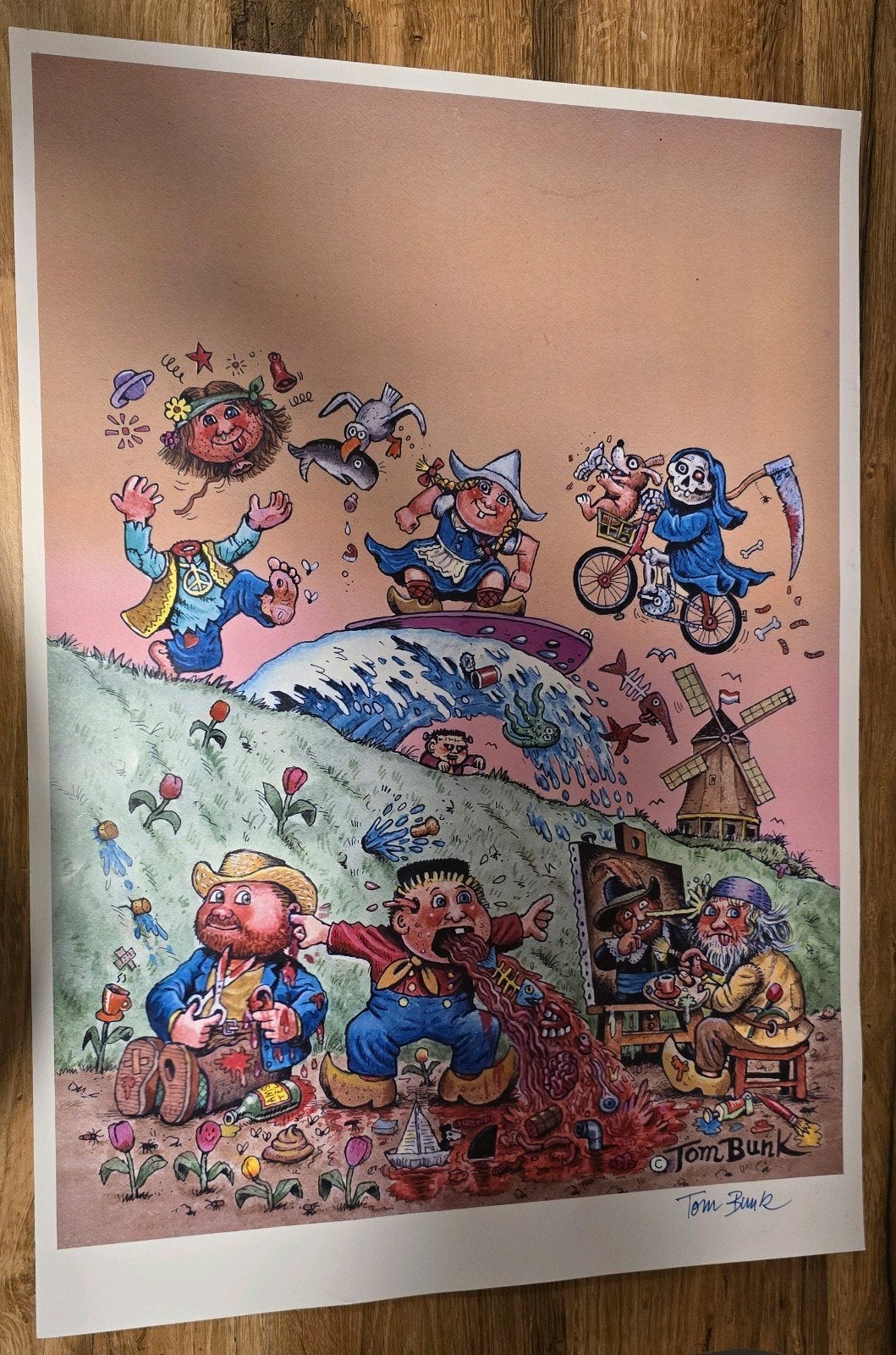 Poster Garbage Pail Kids gesigneerd door Tom Bunk, Verzenden, Overige onderwerpen
