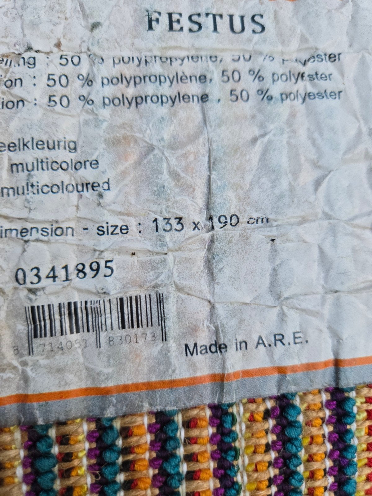 Vrolijk paars Festus vloerkleed 133x190 cm, Ophalen, Gebruikt, 150 tot 200 cm, Rechthoekig
