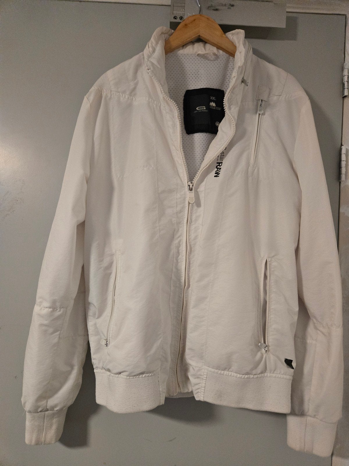 G _ star raw maat xxl heren valt xl witte jas, Verzenden, Wit, Maat 56/58 (XL), Zo goed als nieuw