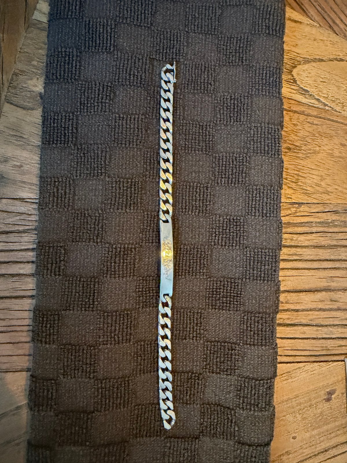Zilveren gourmette armband met gravure, Ophalen of Verzenden, Gebruikt, Zilver, Zilver