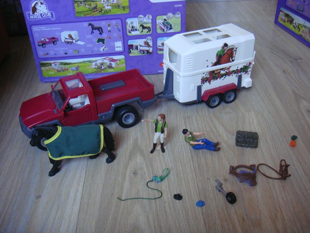 Schleich 42346 Pickup met paardentrailer compleet ALS NIEUW, Ophalen of Verzenden, Zo goed als nieuw