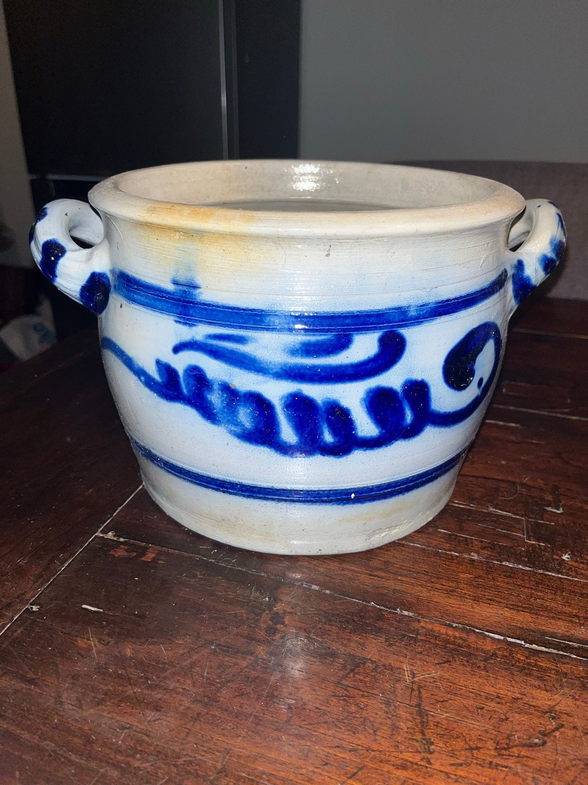 Antieke Keulse pot met blauw decor, Ophalen of Verzenden
