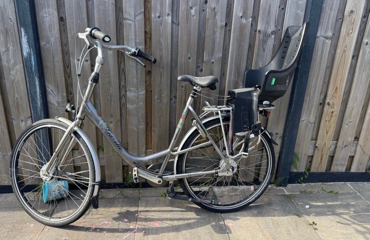 Gazelle fiets met kinderzitje, Ophalen, Terugtraprem, Gebruikt, (Extra) lage instap