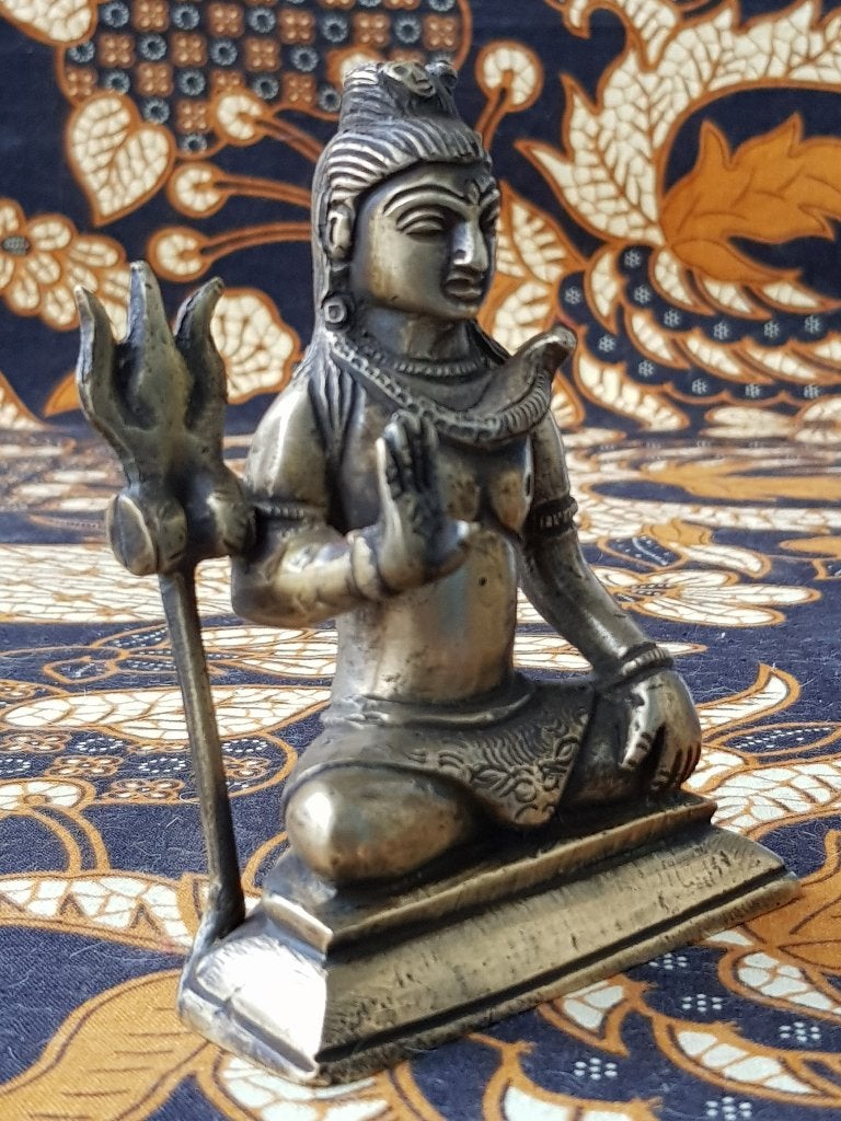 Mooi antiek brons beeldje uit India van Shiva 10,8 cm., India, Handgemaakt, Ophalen of Verzenden, Brons