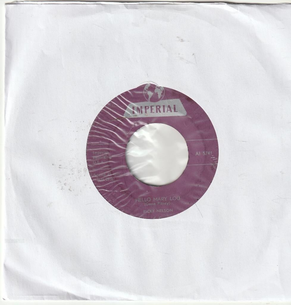 Ricky nelson hallo mary lou vinyl single, Ophalen of Verzenden, Zo goed als nieuw, Pop, Single