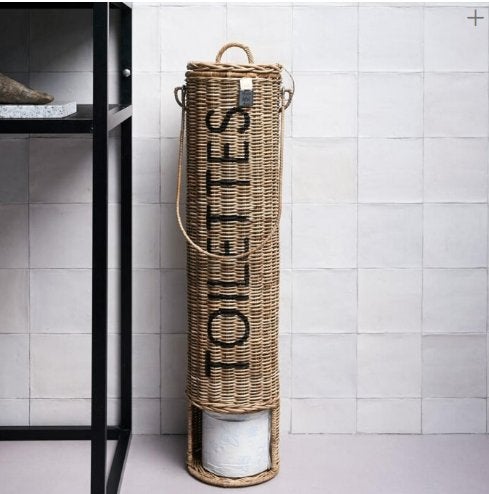 Riviera Maison Rustic Rattan Toilettes toiletrolhouder, Ophalen, Natuurlijk materiaal, Bruin, Landelijk